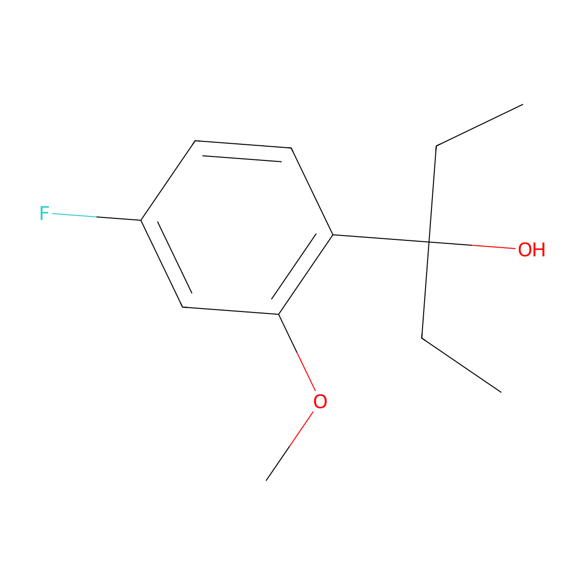 3-(4-Fluoro-2-methoxyphenyl)-3-pentanol molecular structure, CAS 1443344-02-2