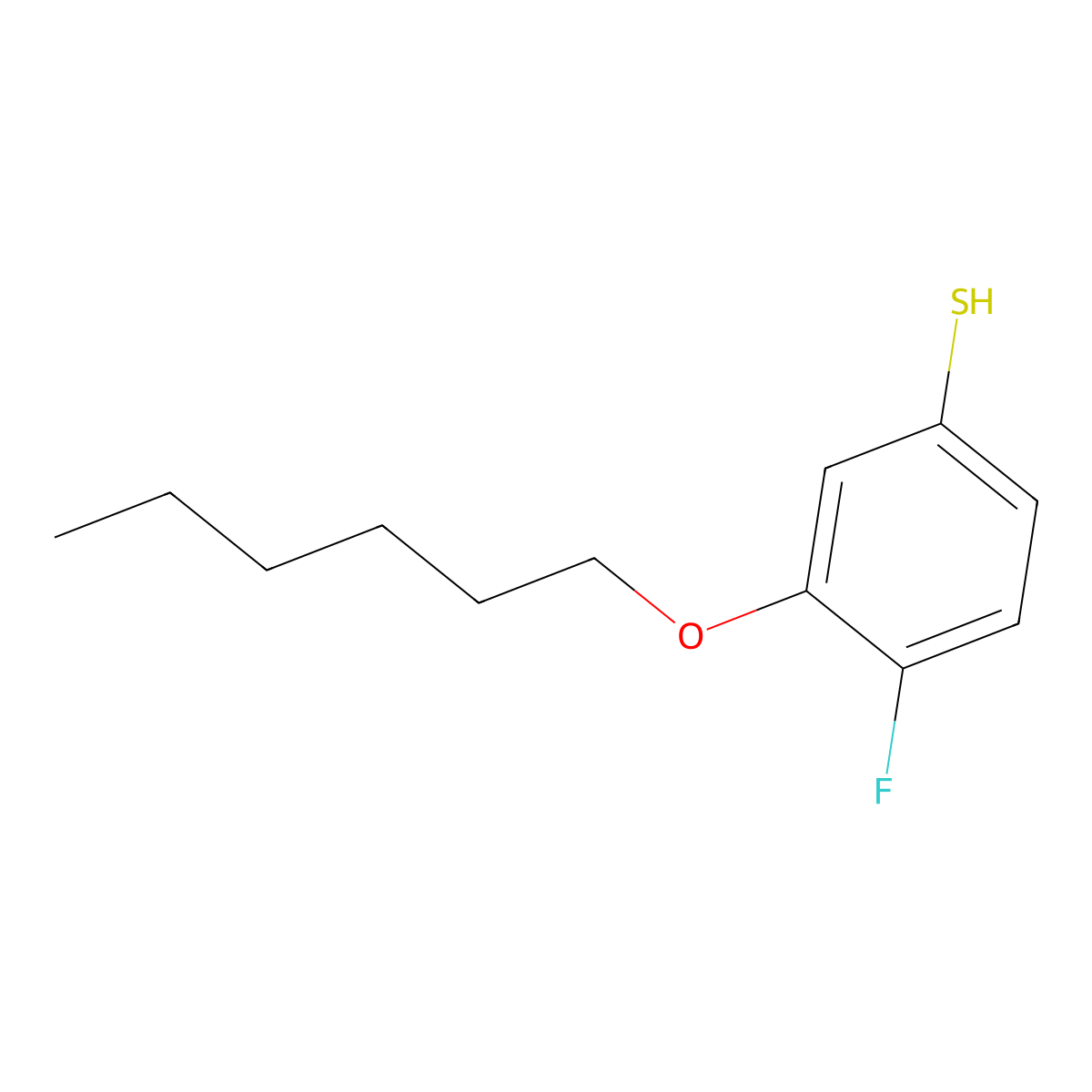 4-Fluoro-3-n-hexyloxythiophenol molecular structure, CAS 1443344-38-4