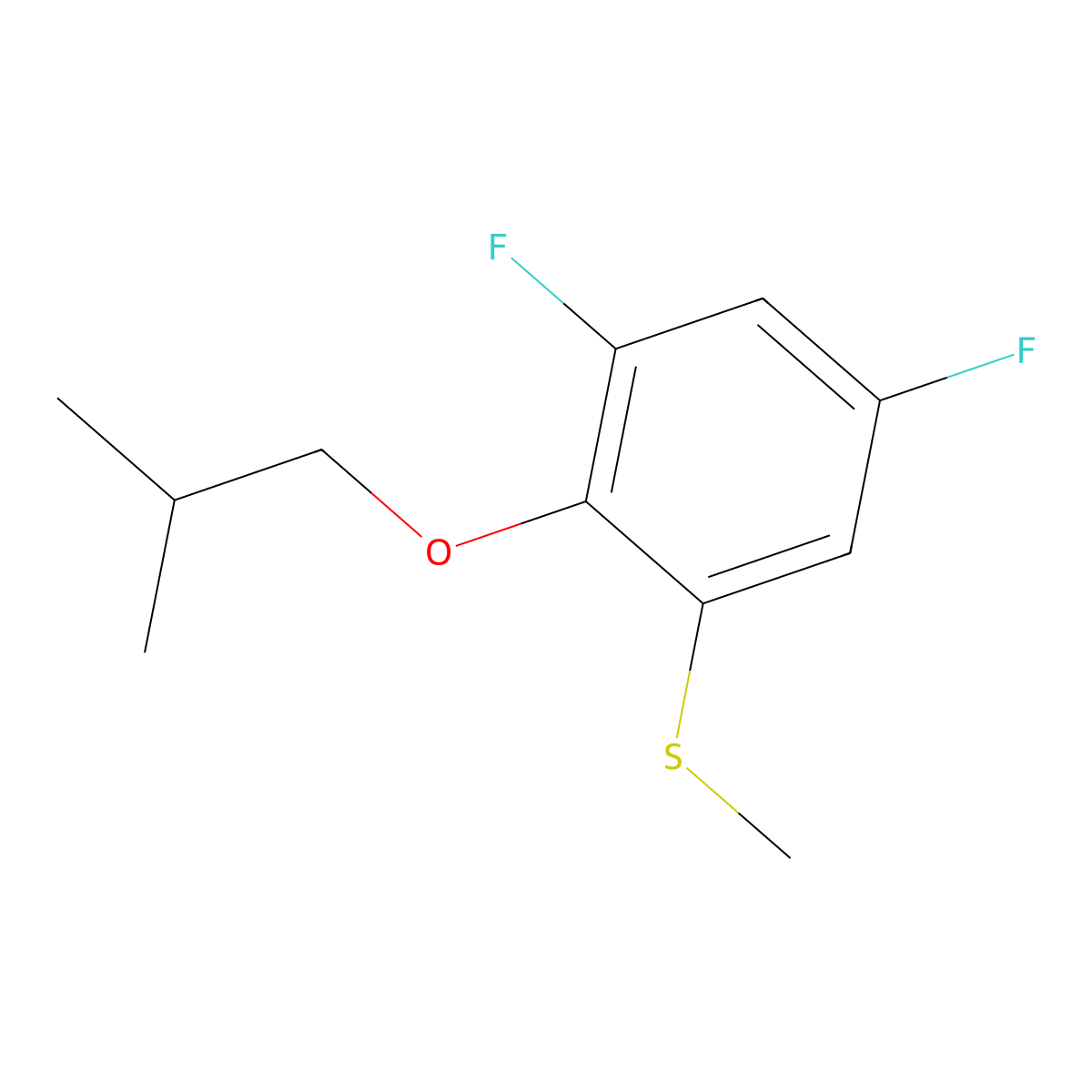 (3,5-Difluoro-2-isobutoxyphenyl)(methyl)sulfane molecular structure, CAS 1443344-46-4