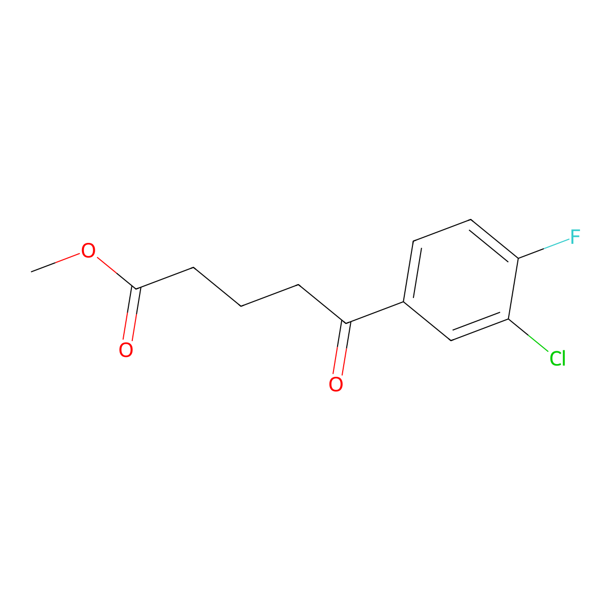 Methyl 5-(3-chloro-4-fluorophenyl)-5-oxopentanoate molecular structure, CAS 1443344-56-6