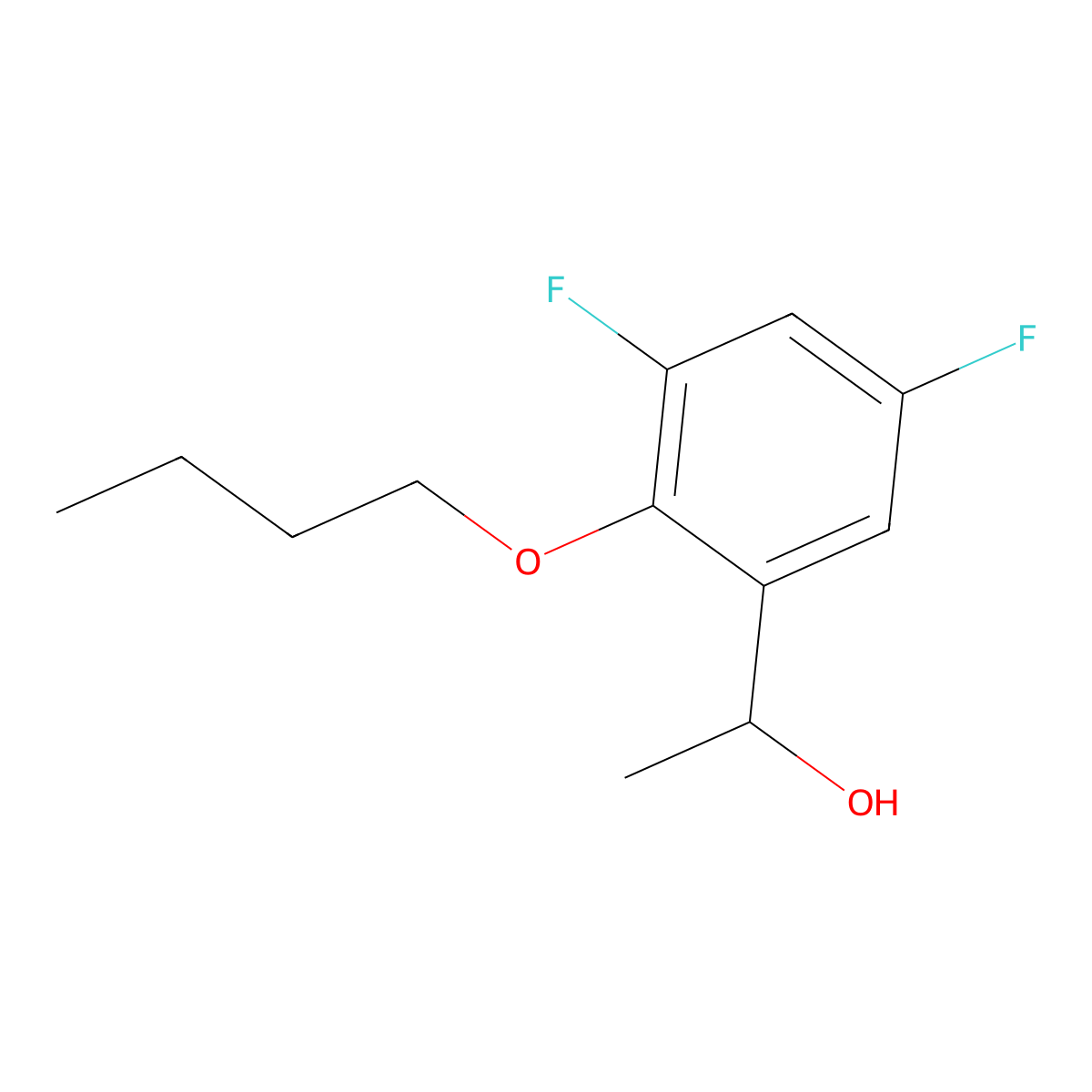 1-(2-Butoxy-3,5-difluorophenyl)ethanol molecular structure, CAS 1443344-57-7