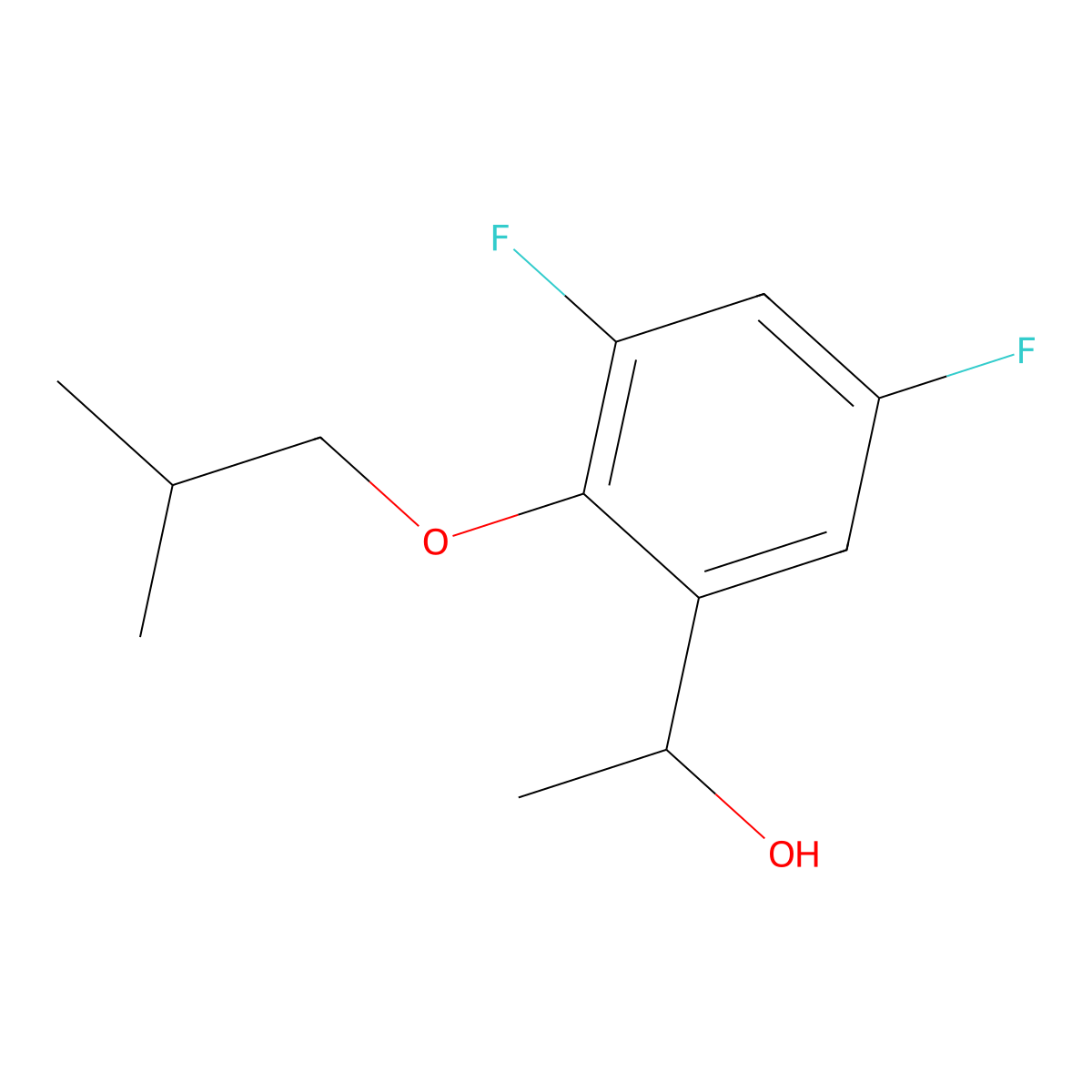 1-(3,5-Difluoro-2-isobutoxyphenyl)ethanol molecular structure, CAS 1443344-63-5