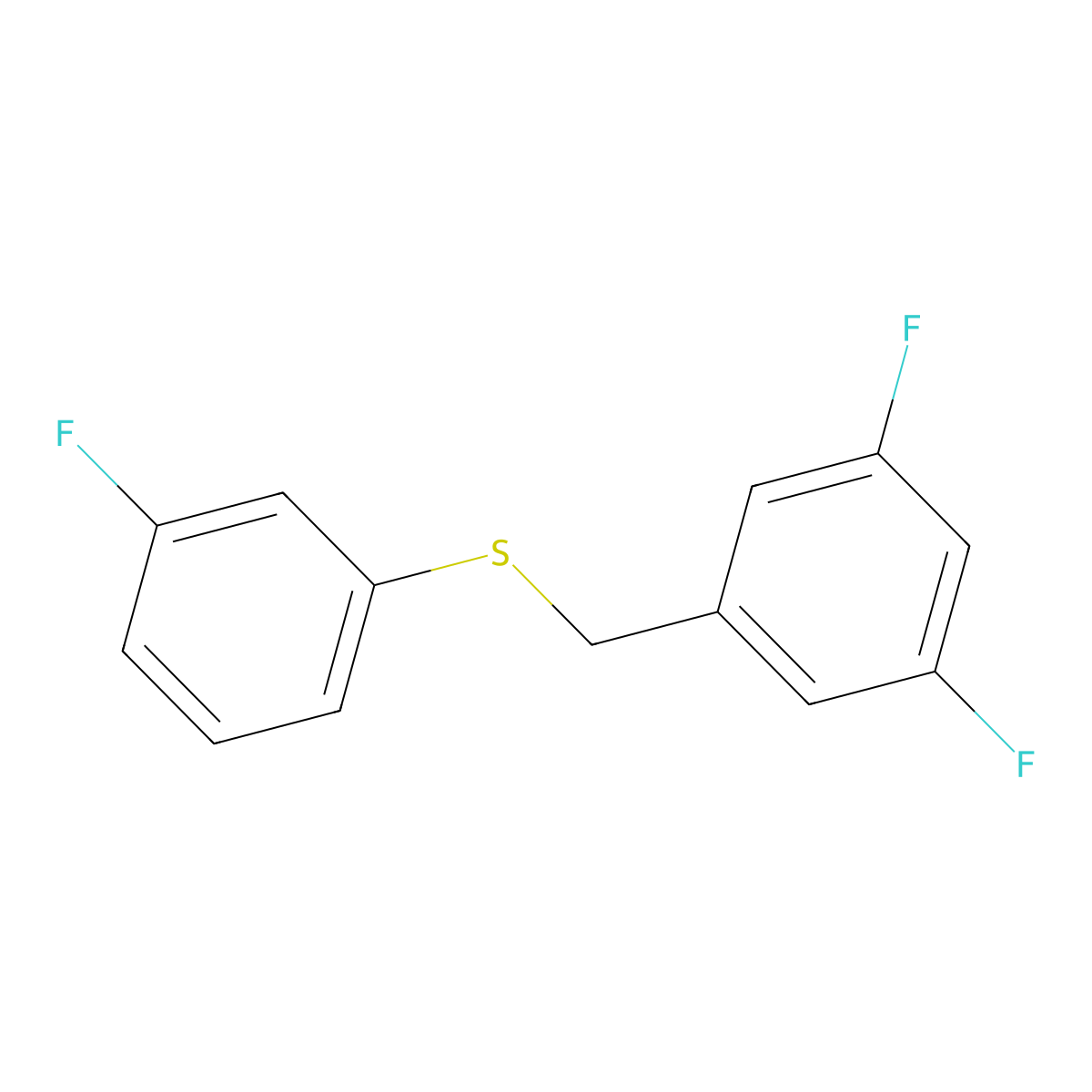 1,3-Difluoro-5-[(3-fluorophenyl)sulfanylmethyl]benzene molecular structure, CAS 1443344-66-8