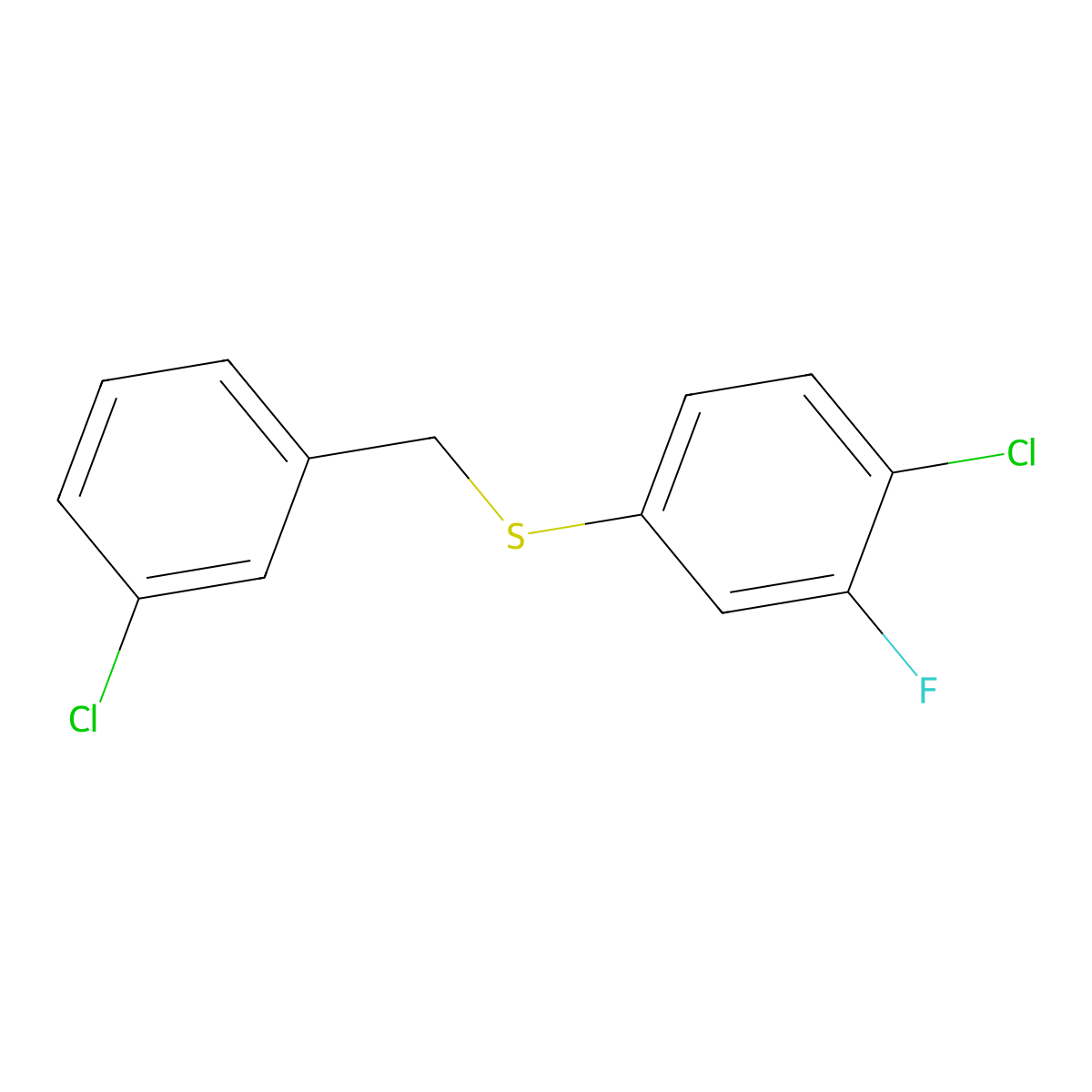 1-Chloro-3-[(4-chloro-3-fluorophenyl)sulfanylmethyl]benzene molecular structure, CAS 1443344-74-8