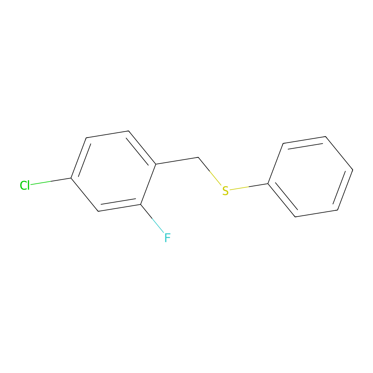 1-Chloro-3-fluoro-4-(phenylsulfanylmethyl)benzene molecular structure, CAS 1443344-76-0