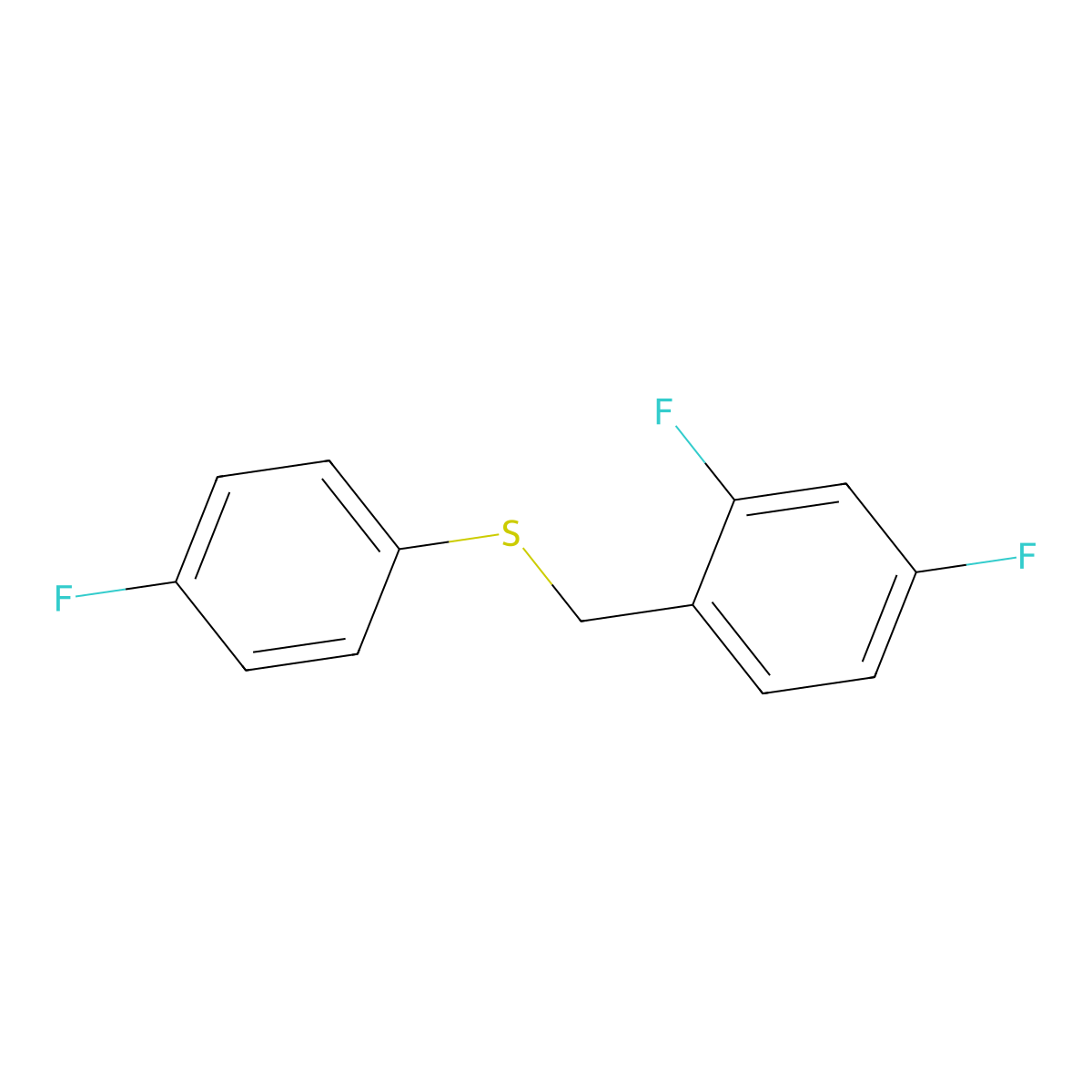 1,3-Difluoro-4-[(4-fluorophenyl)sulfanylmethyl]benzene molecular structure, CAS 1443344-84-0
