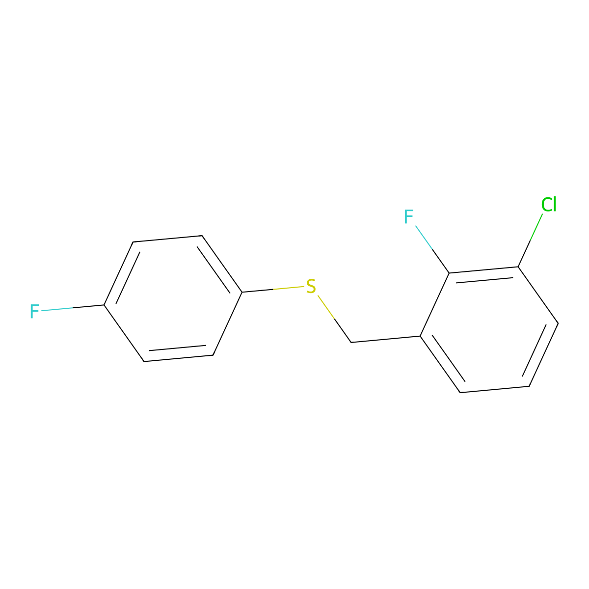 1-Chloro-2-fluoro-3-[(4-fluorophenyl)sulfanylmethyl]benzene molecular structure, CAS 1443344-88-4