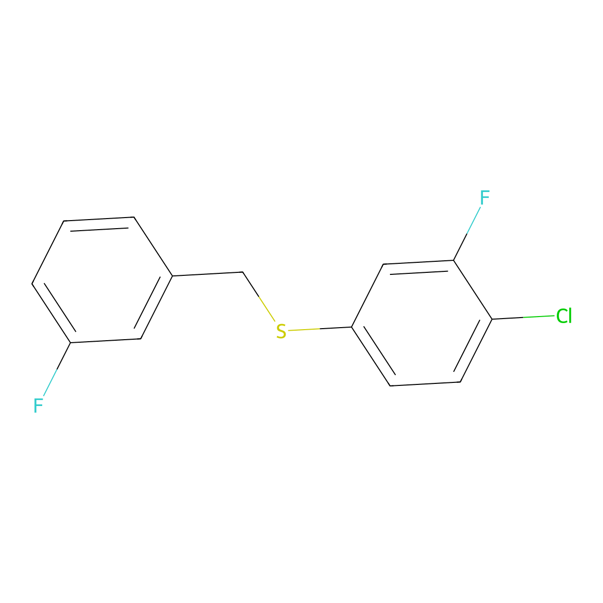 1-Fluoro-3-[(4-chloro-3-fluorophenyl)sulfanylmethyl]benzene molecular structure, CAS 1443345-05-8