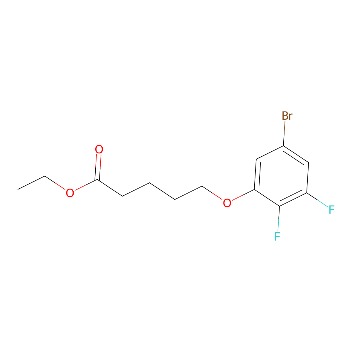 Ethyl 5-(3-bromo-5,6-difluoro-phenoxy)pentanoate molecular structure, CAS 1443345-14-9