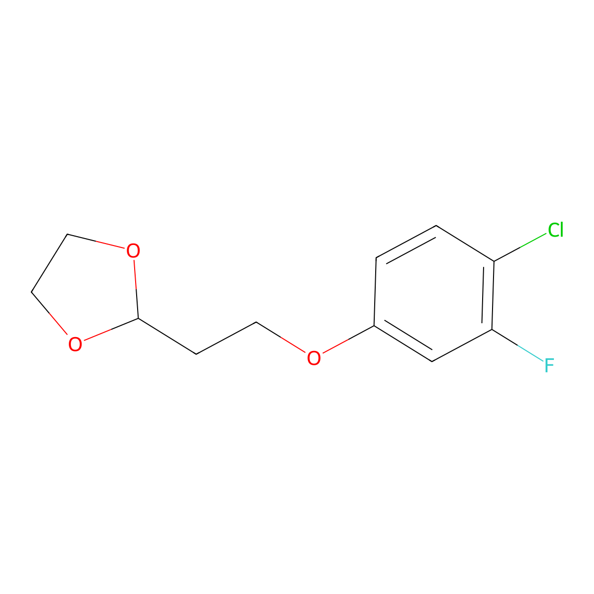 2-[2-(4-Chloro-3-fluoro-phenoxy)ethyl]-1,3-dioxolane molecular structure, CAS 1443345-16-1