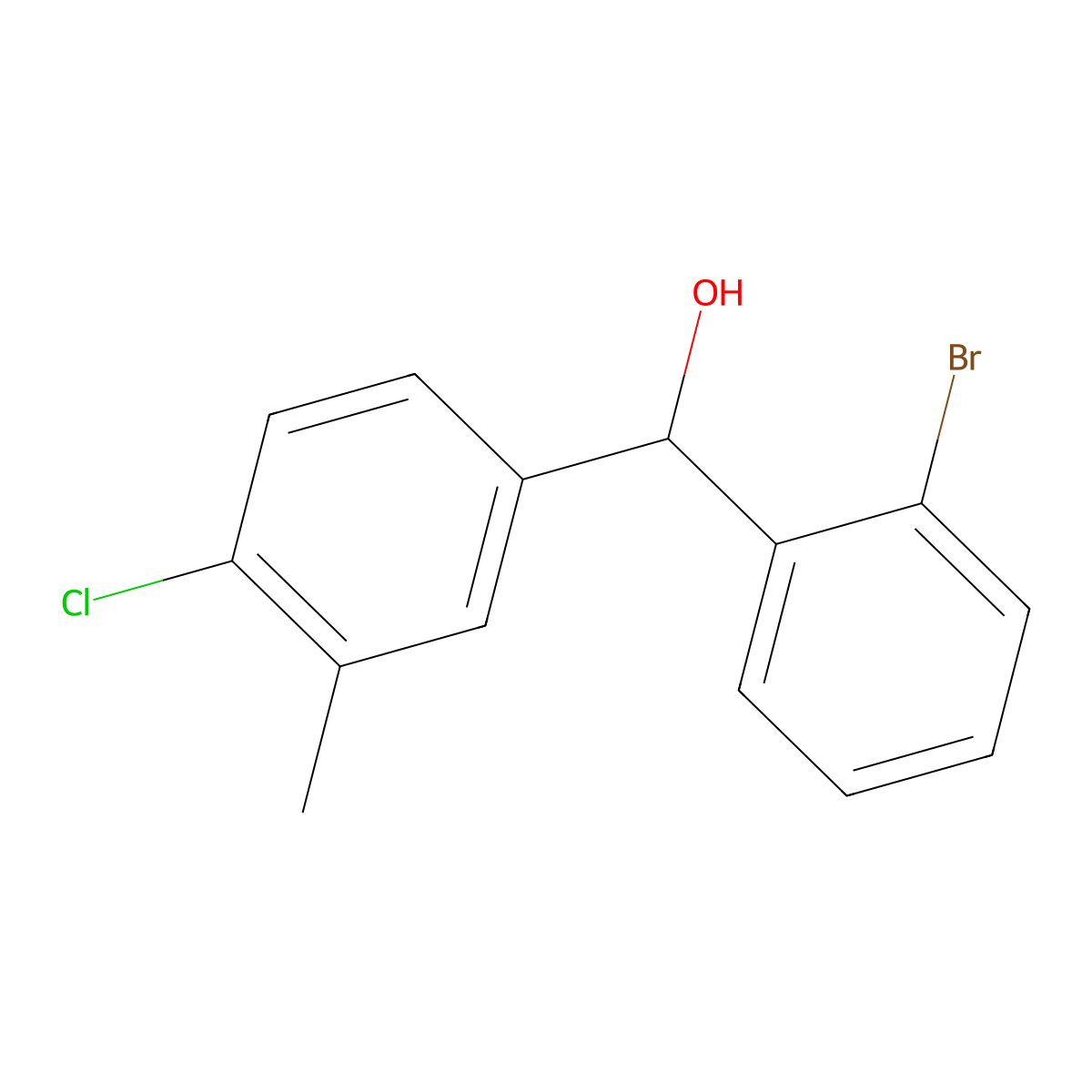 (2-Bromophenyl)(4-chloro-3-methylphenyl)methanol molecular structure, CAS 1443345-22-9