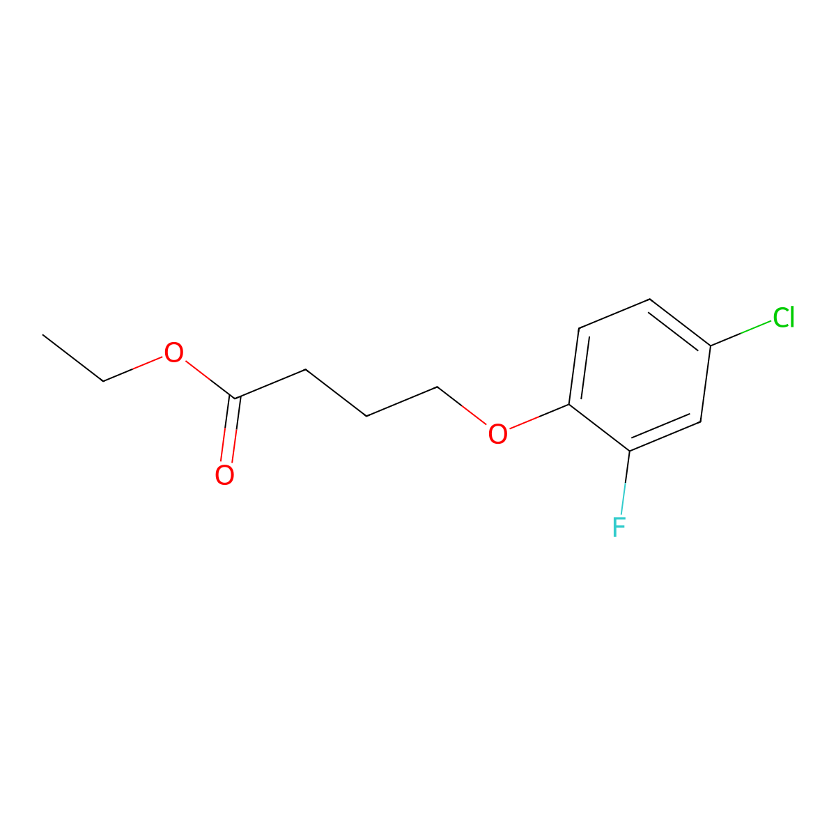 Ethyl 4-(4-chloro-2-fluoro-phenoxy)butanoate molecular structure, CAS 1443345-29-6
