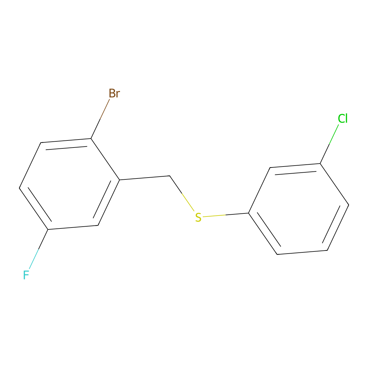 1-Bromo-4-fluoro-2-[(3-chlorophenyl)sulfanylmethyl]benzene molecular structure, CAS 1443345-31-0