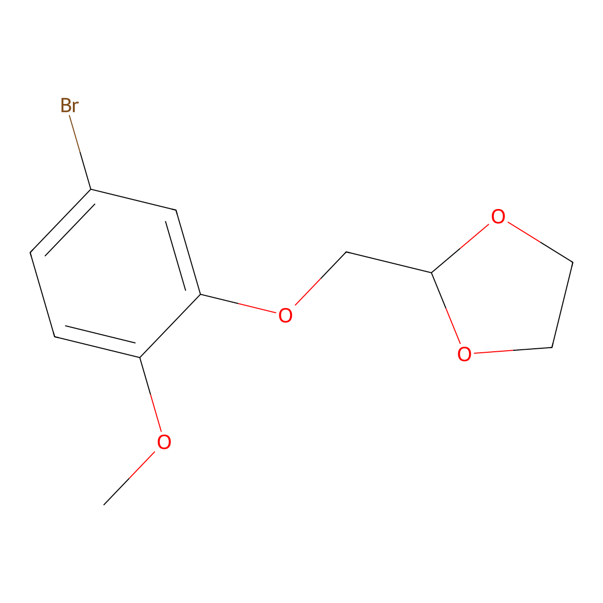 2-((5-Bromo-2-methoxyphenoxy)methyl)-1,3-dioxolane molecular structure, CAS 1443345-41-2