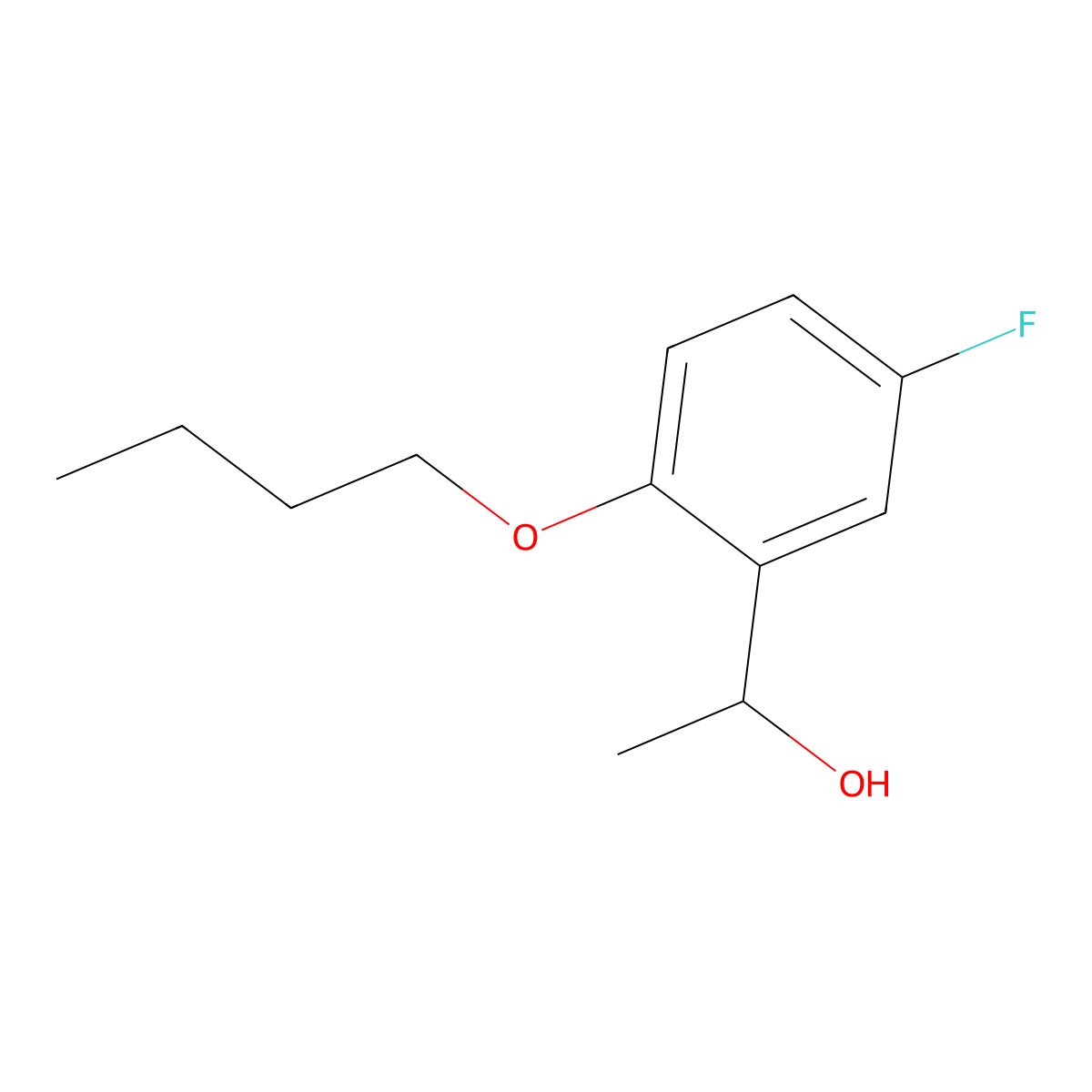 1-(2-Butoxy-5-fluorophenyl)ethanol molecular structure, CAS 1443345-60-5