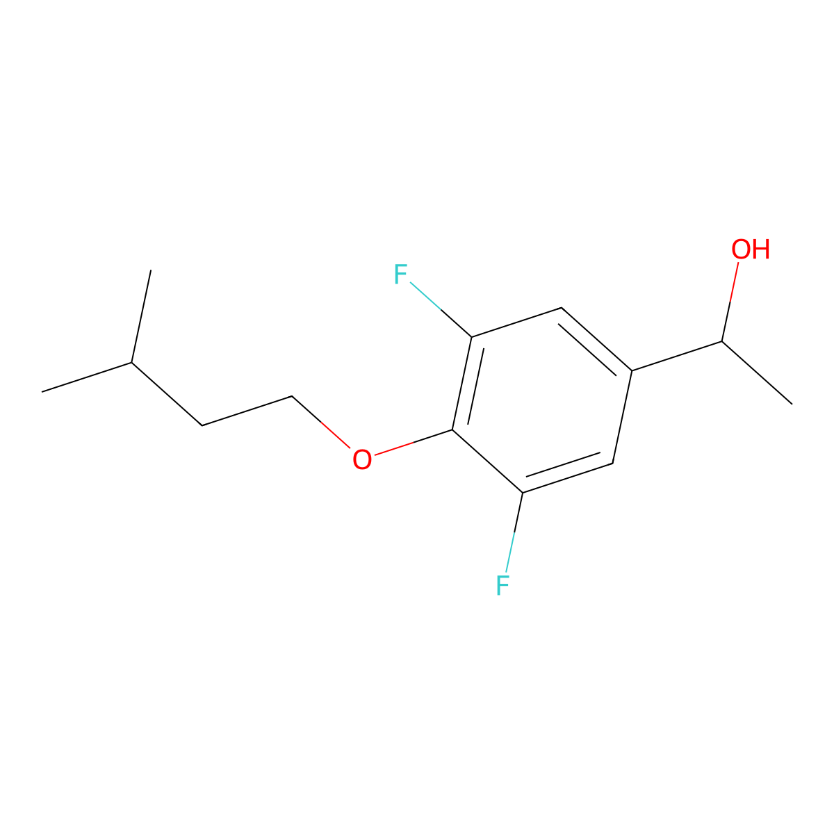1-(3,5-Difluoro-4-iso-pentoxyphenyl)ethanol molecular structure, CAS 1443345-67-2