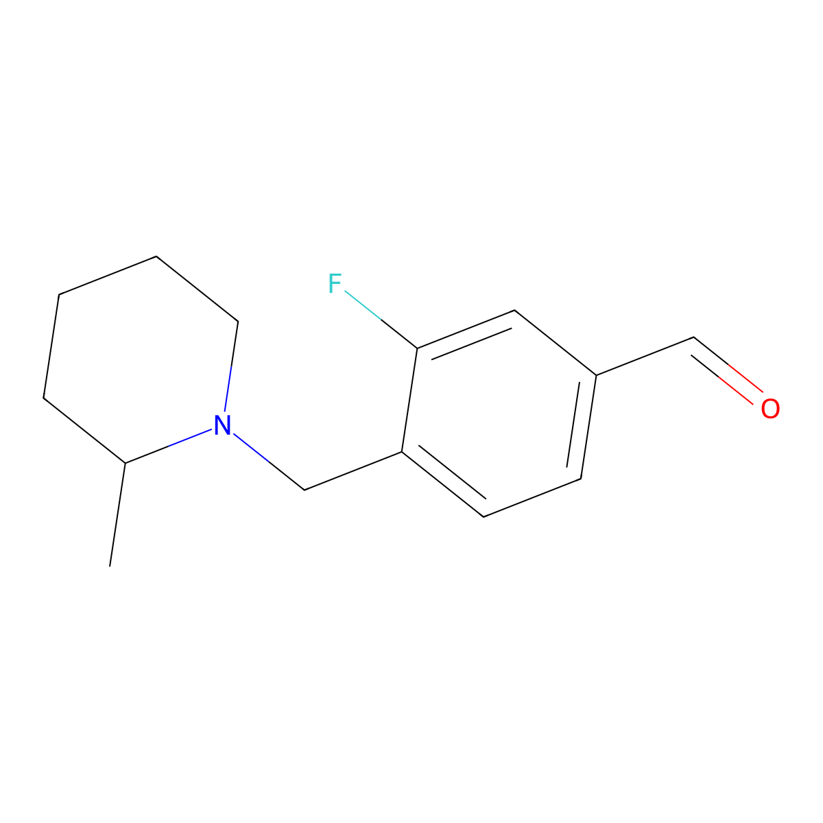 3-Fluoro-4-((2-methylpiperidin-1-yl)methyl)benzaldehyde molecular structure, CAS 1443345-75-2