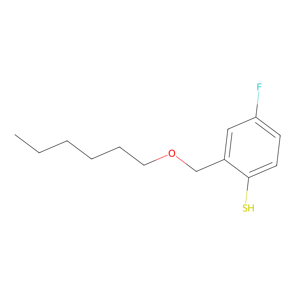 4-Fluoro-2-[(n-hexyloxy)methyl]thiophenol molecular structure, CAS 1443345-86-5