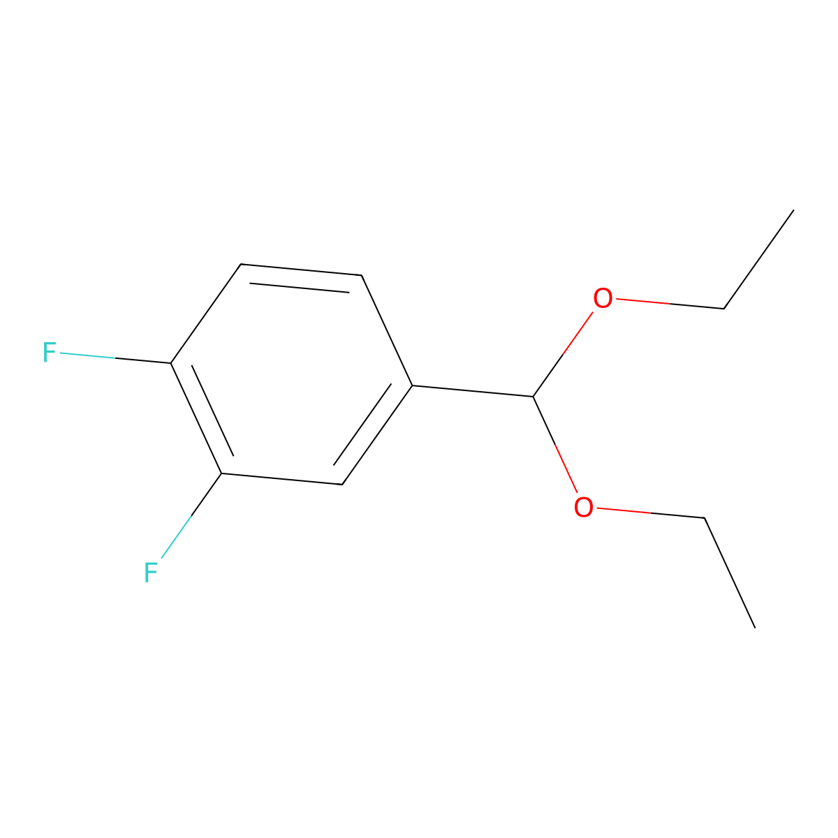 Benzene, 4-(diethoxymethyl)-1,2-difluoro- molecular structure, CAS 1443345-88-7