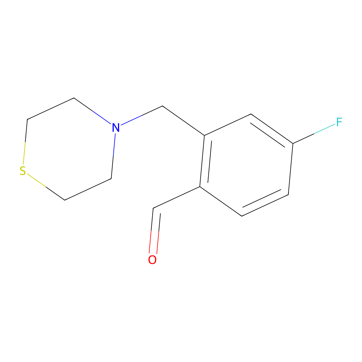 4-Fluoro-2-(thiomorpholinomethyl)benzaldehyde molecular structure, CAS 1443345-91-2
