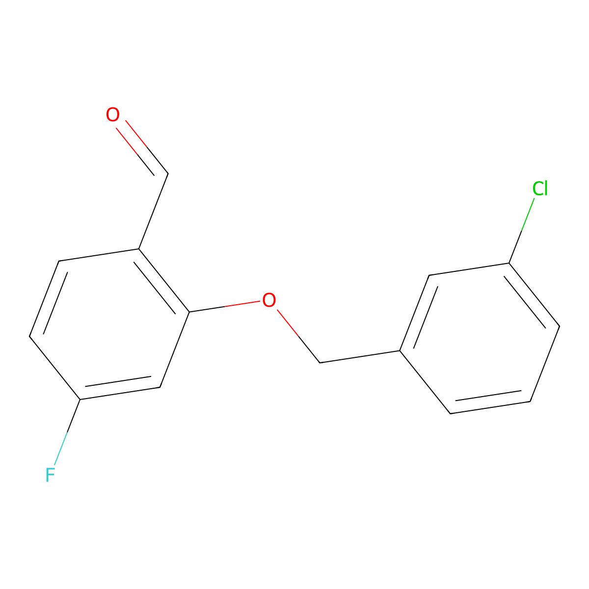 2-((3-Chlorobenzyl)oxy)-4-fluorobenzaldehyde molecular structure, CAS 1443345-94-5