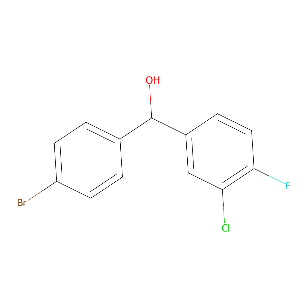(4-Bromophenyl)(3-chloro-4-fluorophenyl)methanol molecular structure, CAS 1443345-95-6