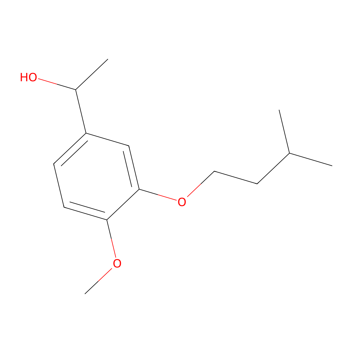1-(3-(Isopentyloxy)-4-methoxyphenyl)ethanol molecular structure, CAS 1443346-14-2