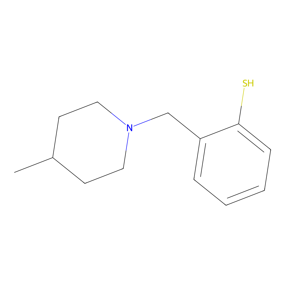 2-[(4-Methyl-1-piperidino)methyl]thiophenol molecular structure, CAS 1443346-22-2