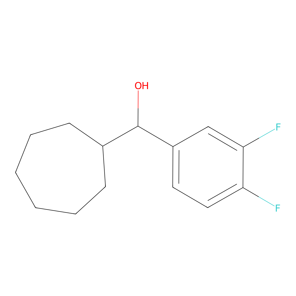 Cycloheptyl (3,4-difluorophenyl)methanol molecular structure, CAS 1443346-44-8