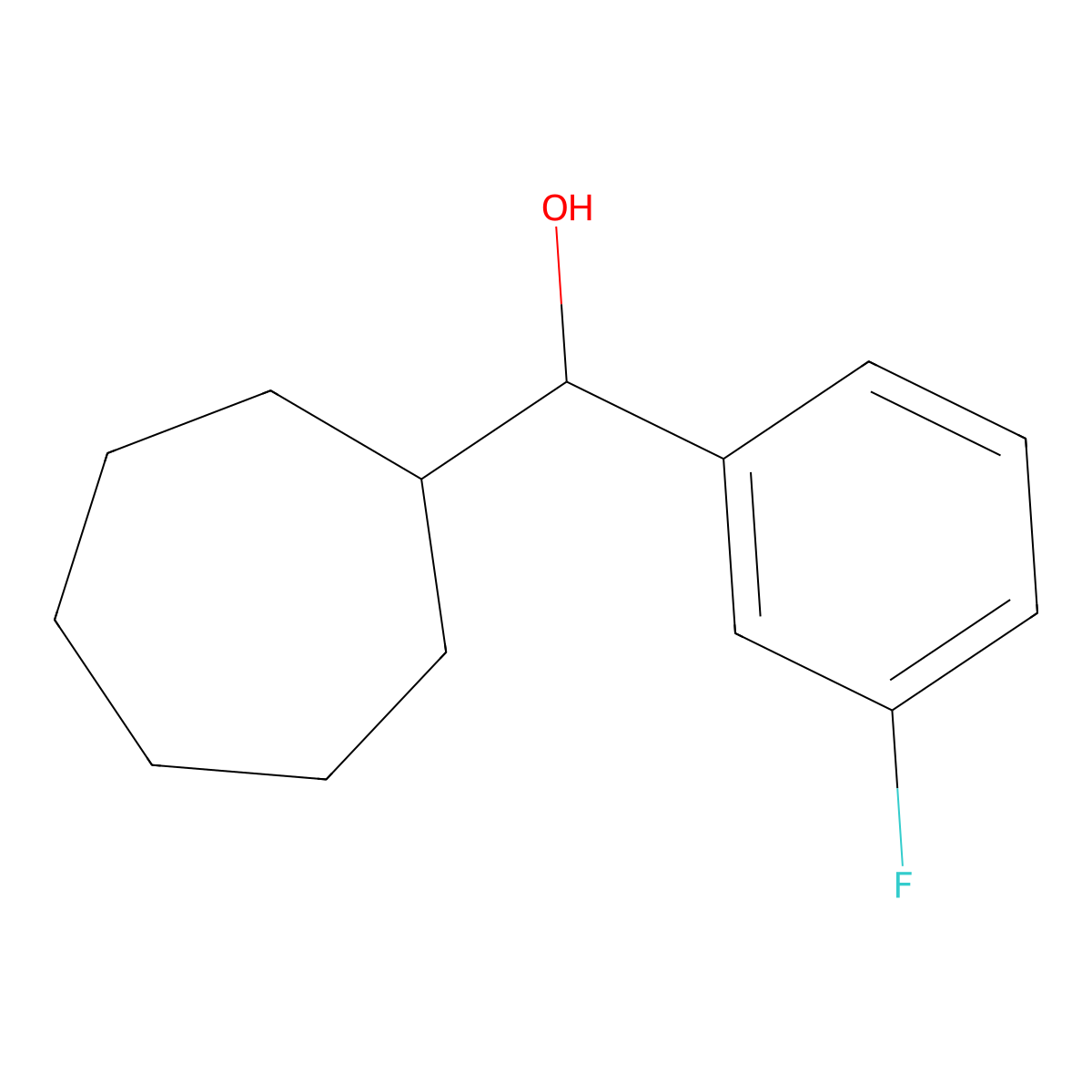 Cycloheptyl (3-fluorophenyl)methanol molecular structure, CAS 1443346-55-1