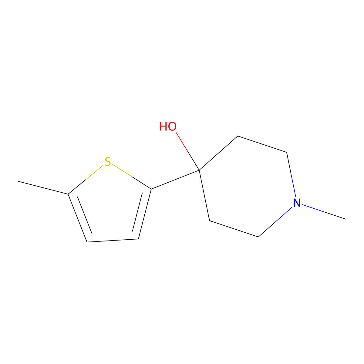 1-Methyl-4-(5-methylthiophen-2-yl)piperidin-4-ol molecular structure, CAS 1443347-03-2