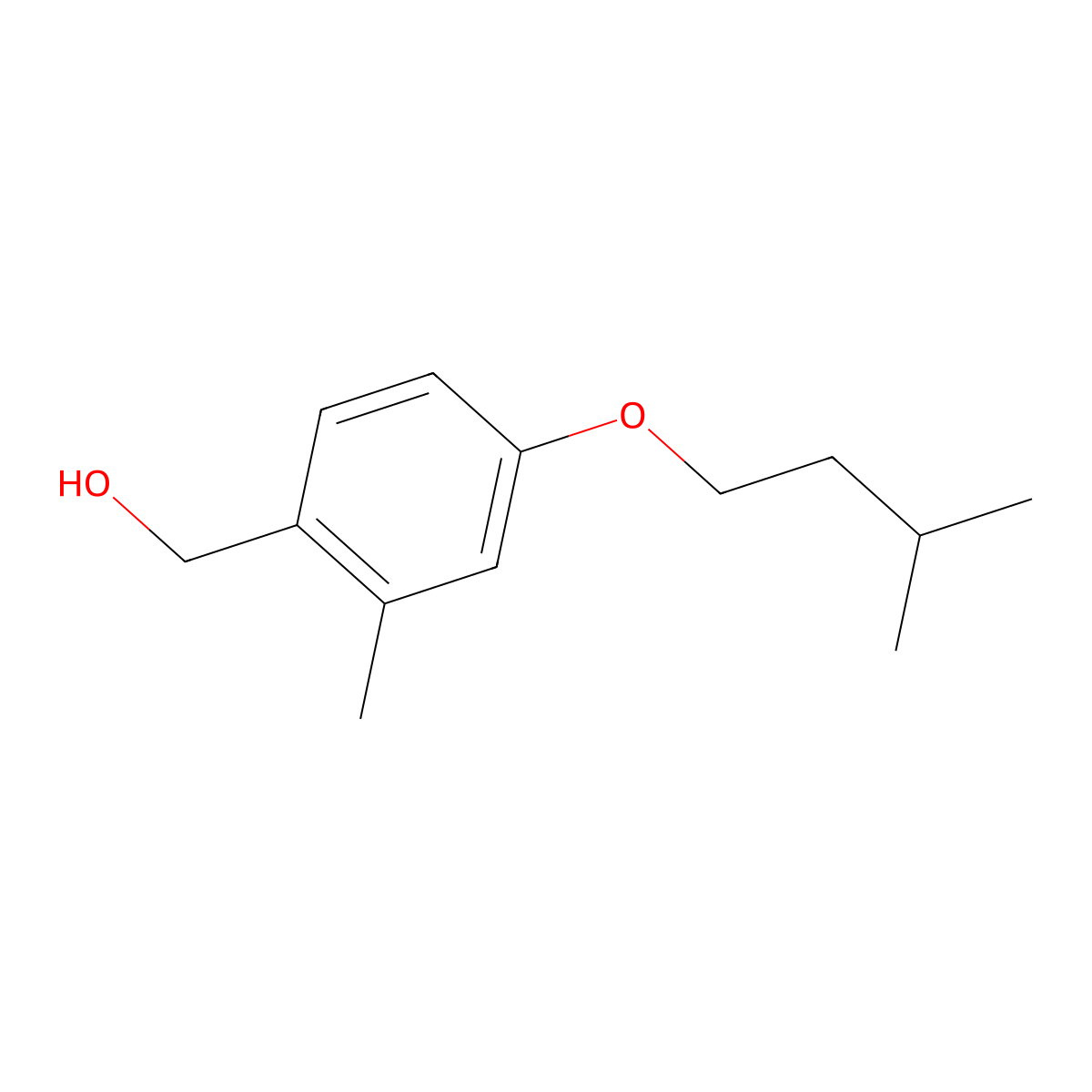2-Methyl-4-iso-pentoxybenzyl alcohol molecular structure, CAS 1443347-32-7