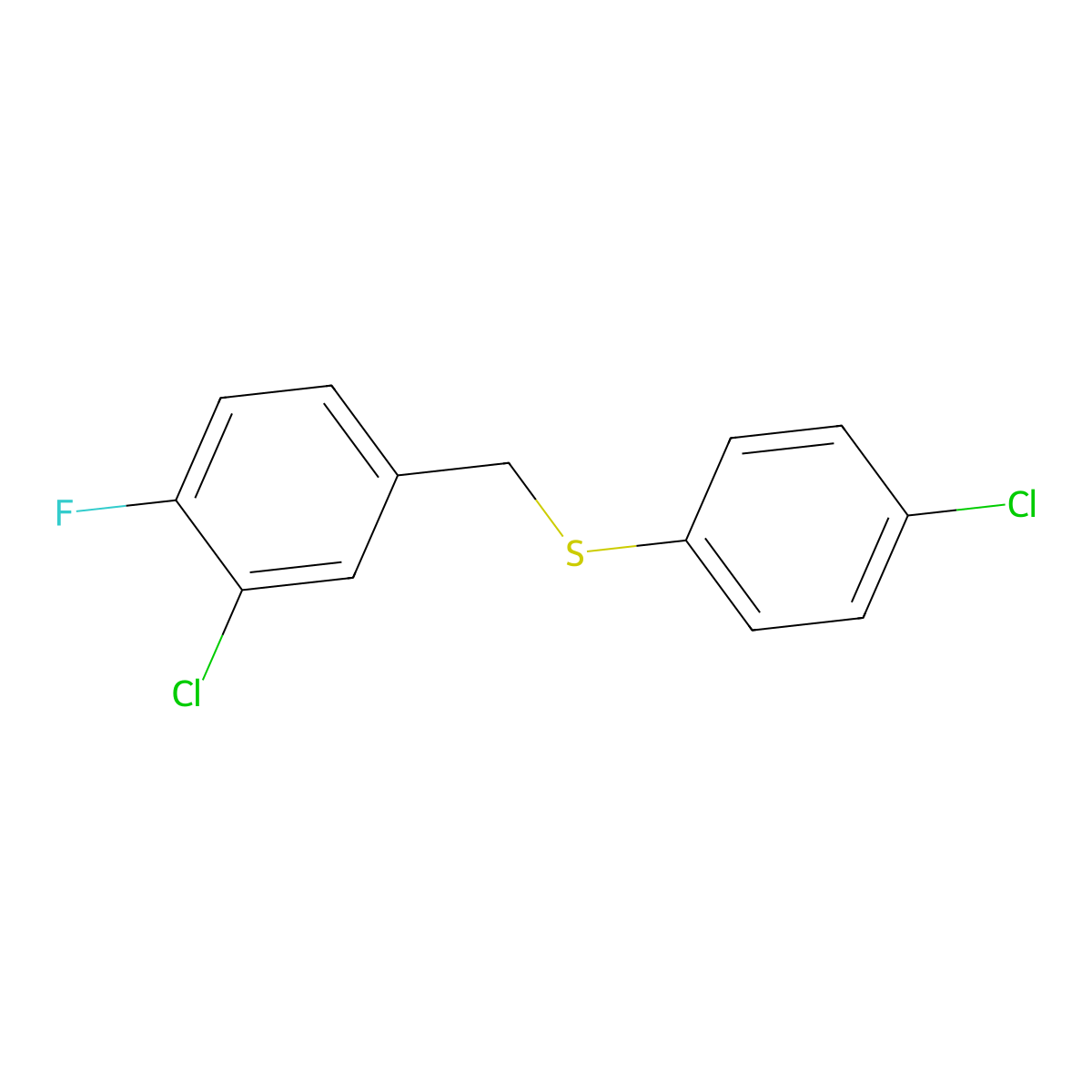 1-Chloro-2-fluoro-5-[(4-chlorophenyl)sulfanylmethyl]benzene molecular structure, CAS 1443347-38-3