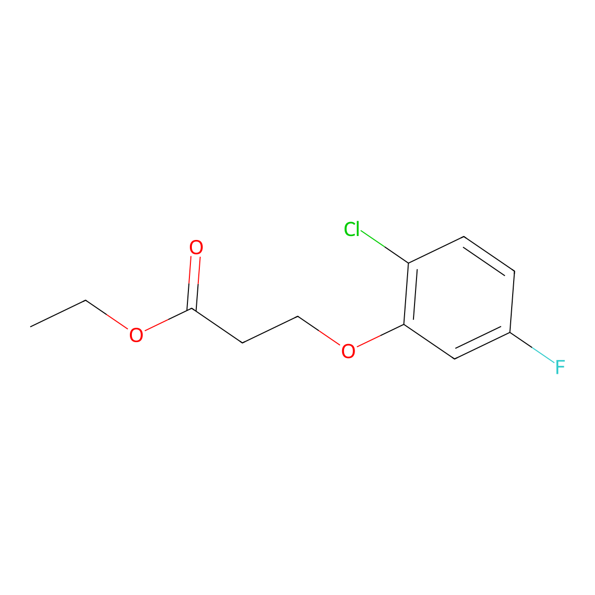 Ethyl 3-(2-chloro-5-fluoro-phenoxy)propanoate molecular structure, CAS 1443347-66-7