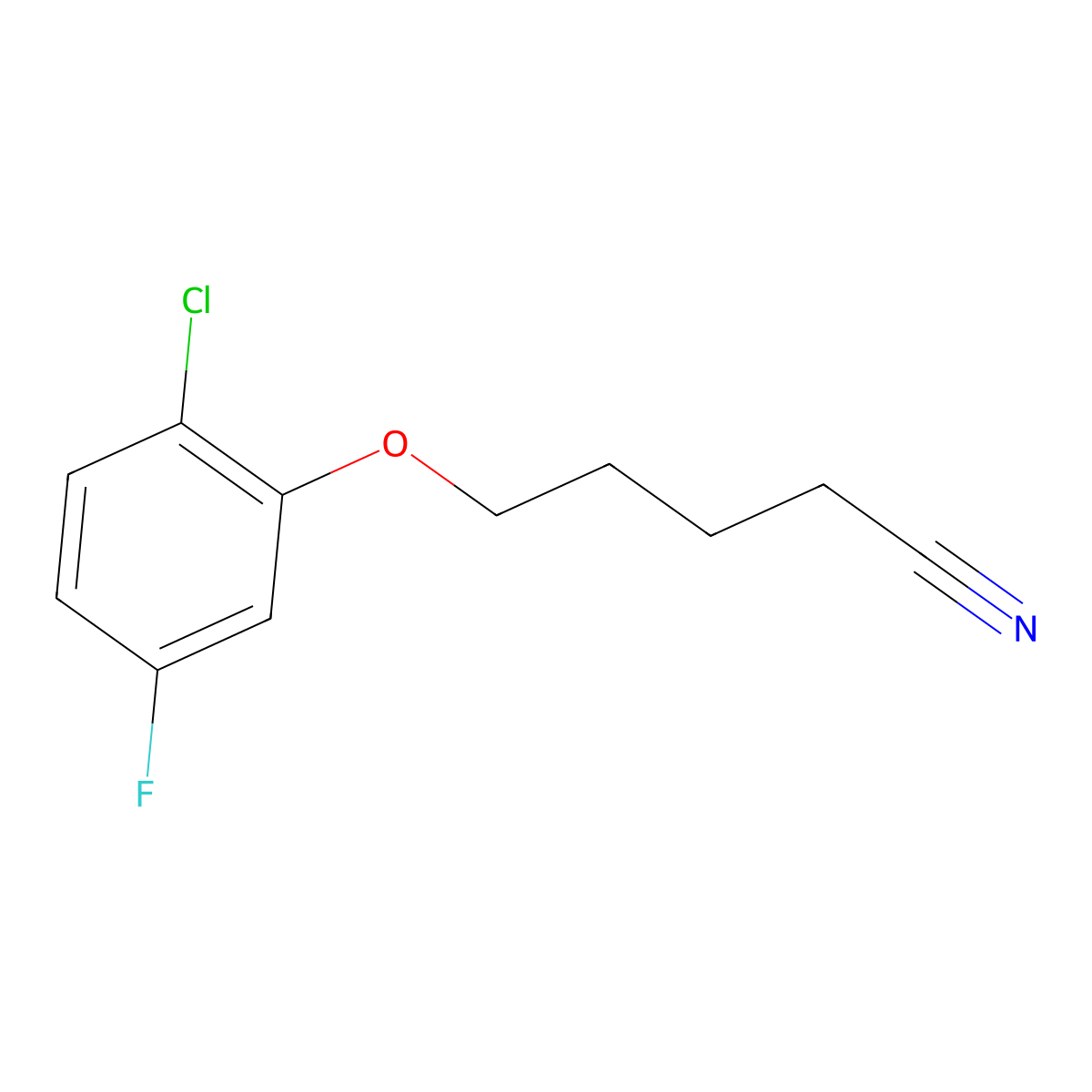 5-(2-Chloro-5-fluoro-phenoxy)pentanenitrile molecular structure, CAS 1443347-92-9
