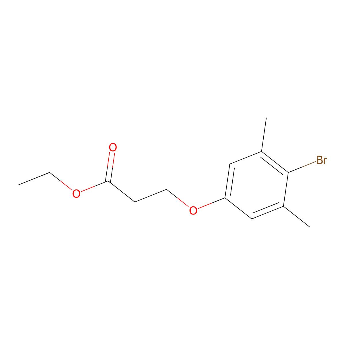 Ethyl 3-(4-bromo-3,5-dimethyl-phenoxy)propanoate molecular structure, CAS 1443348-09-1