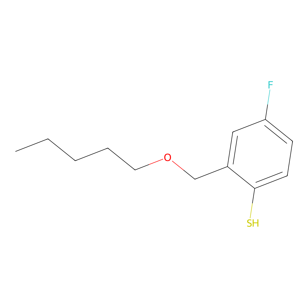 4-Fluoro-2-[(n-pentyloxy)methyl]thiophenol molecular structure, CAS 1443348-10-4