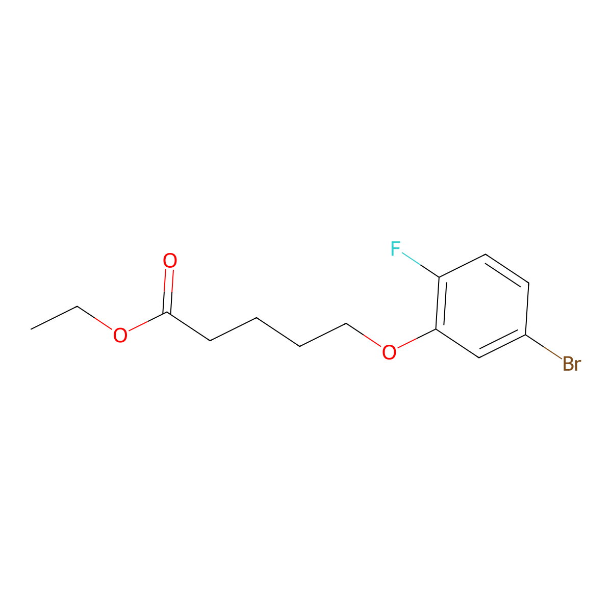Ethyl 5-(3-bromo-6-fluoro-phenoxy)pentanoate molecular structure, CAS 1443348-16-0