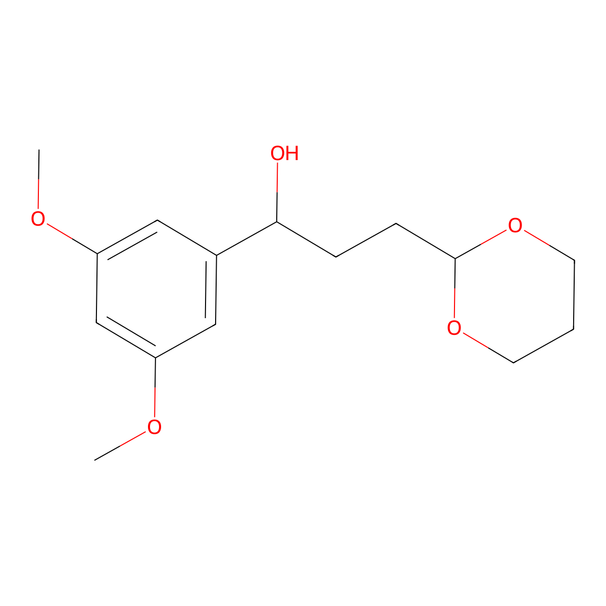 1-(3,5-Dimethoxyphenyl)-3-[2-(1,3-dioxanyl)]-1-propanol molecular structure, CAS 1443348-92-2