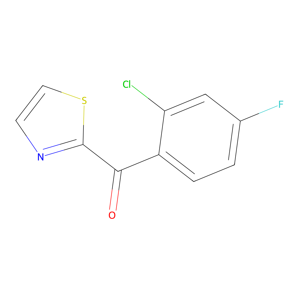 2-(2-Chloro-4-fluorobenzoyl)thiazole molecular structure, CAS 1443349-11-8