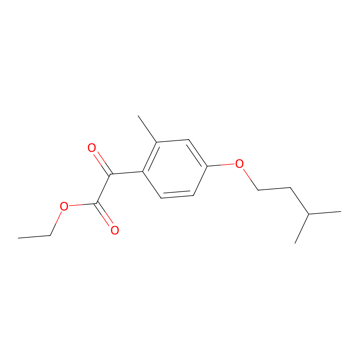 Ethyl 2-methyl-4-iso-pentoxybenzoylformate molecular structure, CAS 1443349-18-5