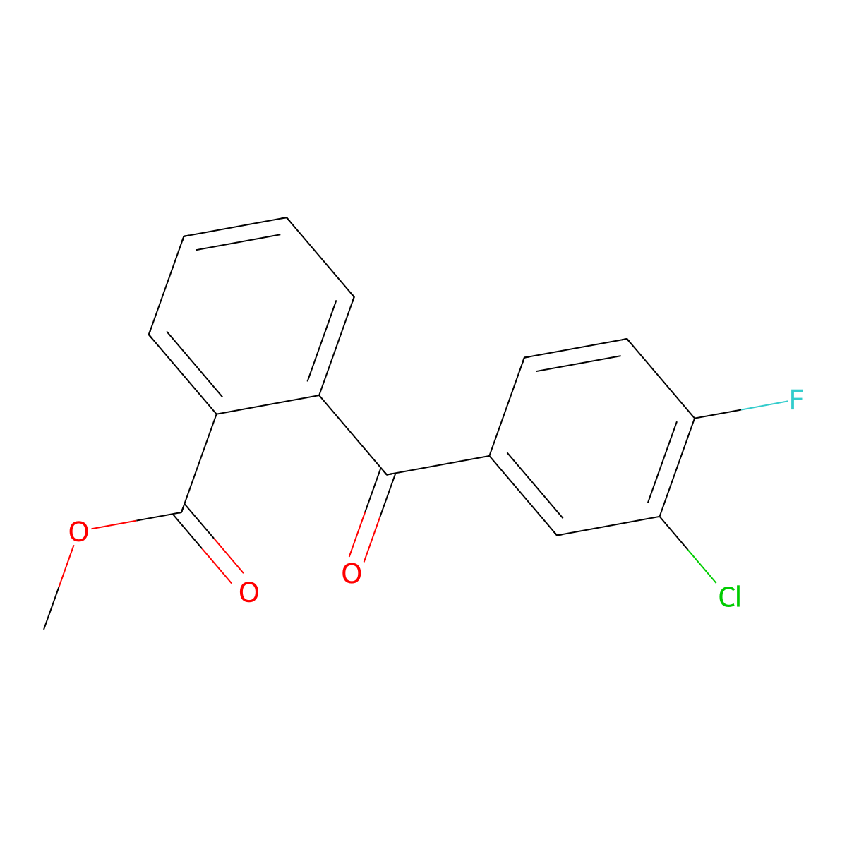 Methyl 2-(3-chloro-4-fluorobenzoyl)benzoate molecular structure, CAS 1443349-23-2