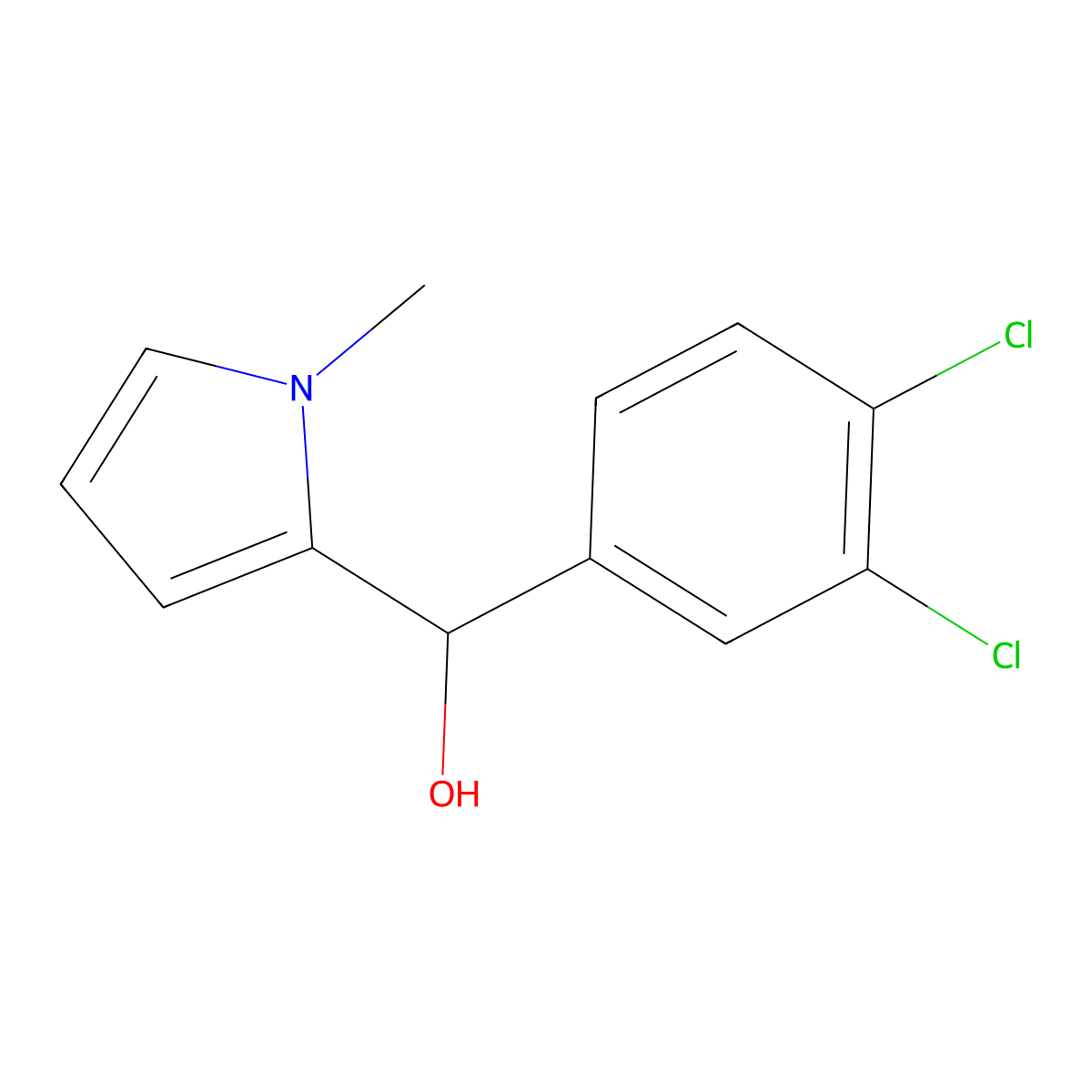 3,4-Dichlorophenyl-(1-methyl-2-pyrrolyl)methanol molecular structure, CAS 1443349-29-8