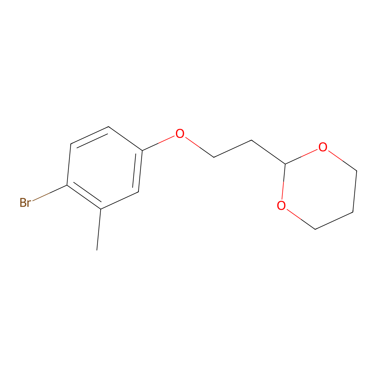2-[2-(4-Bromo-3-methyl-phenoxy)ethyl]-1,3-dioxane molecular structure, CAS 1443349-45-8