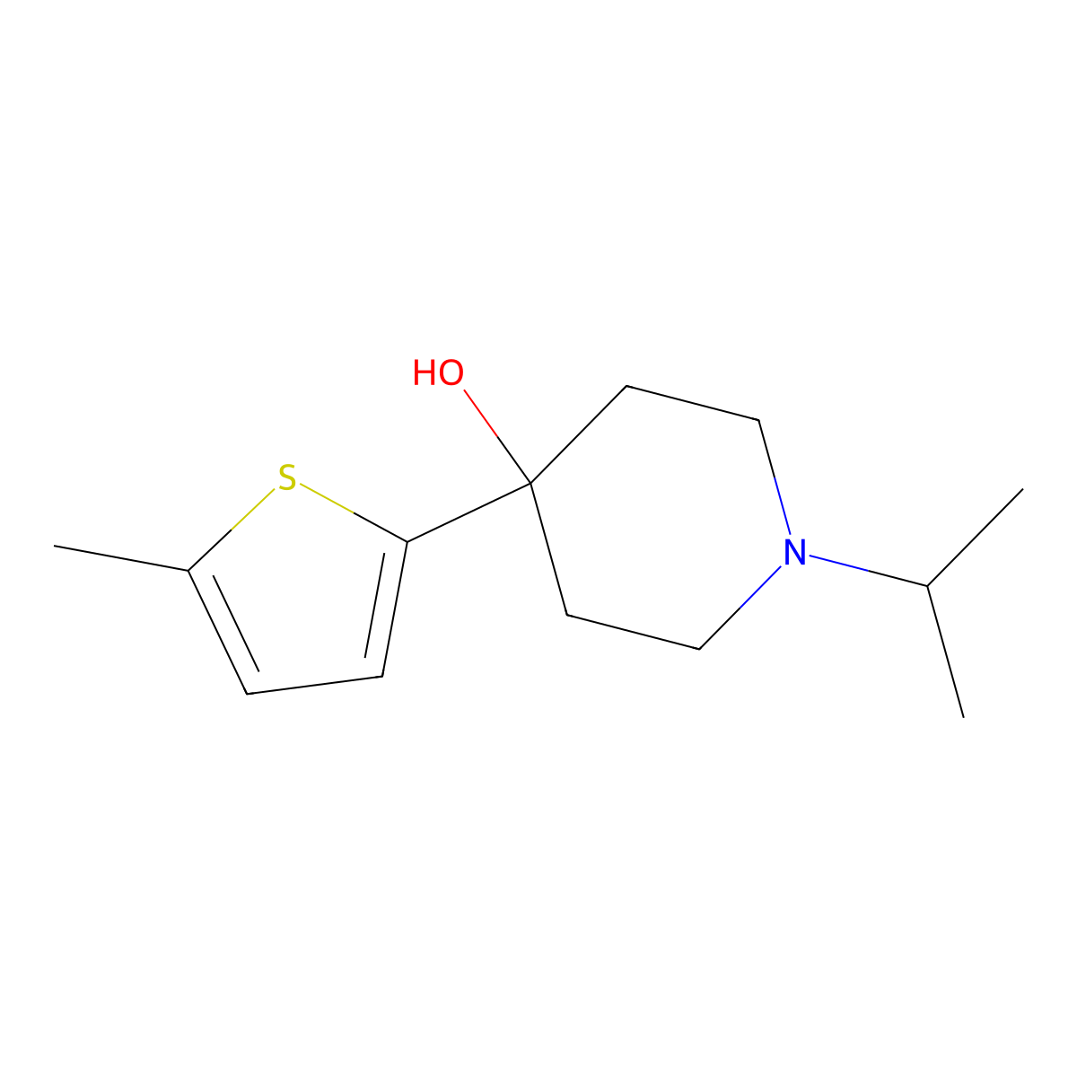 1-Isopropyl-4-(5-methylthiophen-2-yl)piperidin-4-ol molecular structure, CAS 1443349-50-5