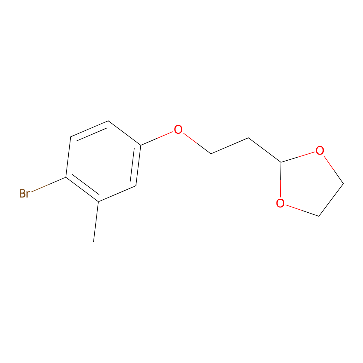 2-[2-(4-Bromo-3-methyl-phenoxy)ethyl]-1,3-dioxolane molecular structure, CAS 1443349-51-6