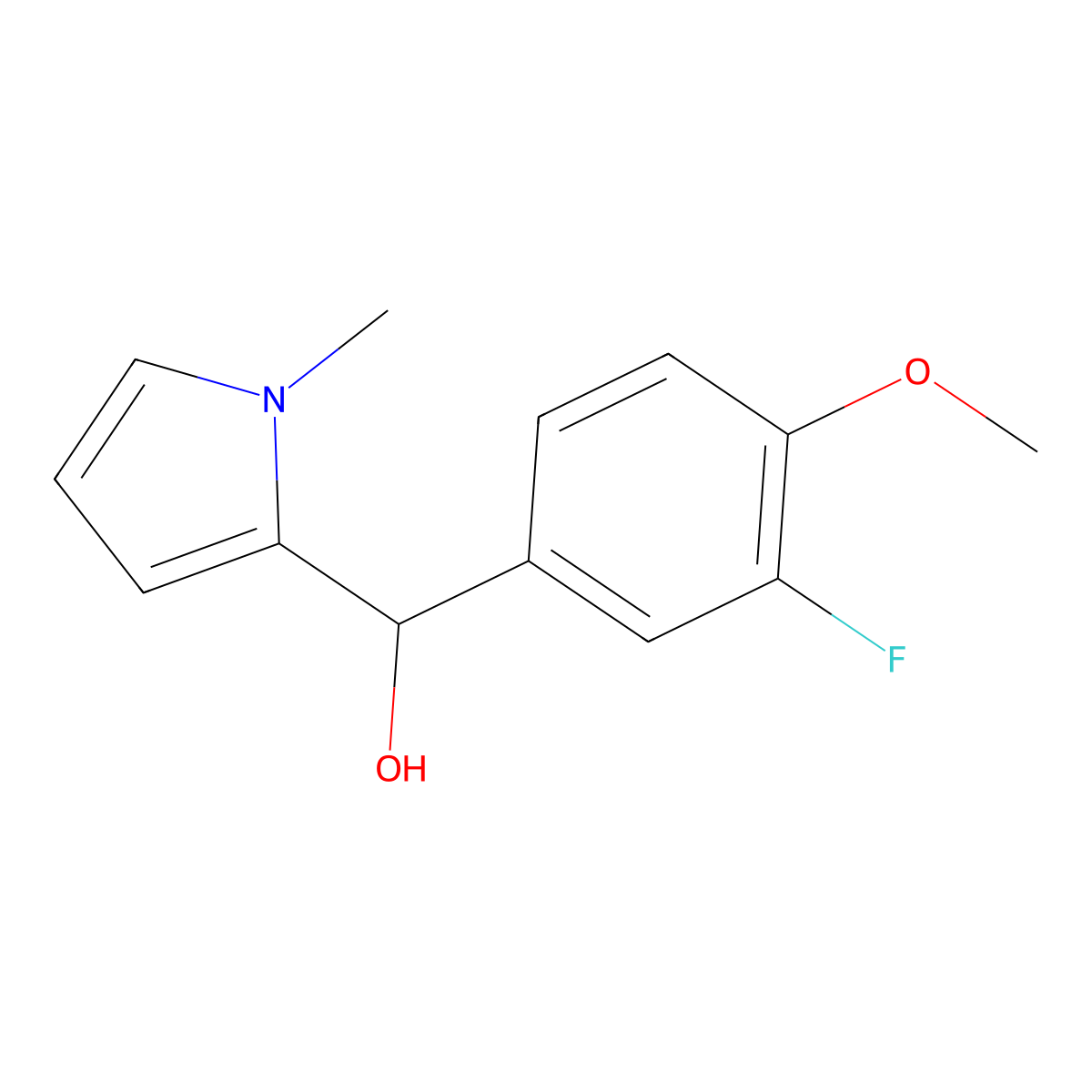 3-Fluoro-4-methoxyphenyl-(1-methyl-2-pyrrolyl)methanol molecular structure, CAS 1443349-56-1