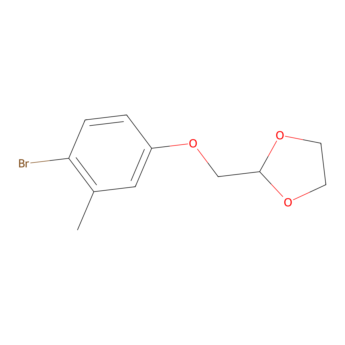 2-((4-Bromo-3-methylphenoxy)methyl)-1,3-dioxolane molecular structure, CAS 1443349-58-3