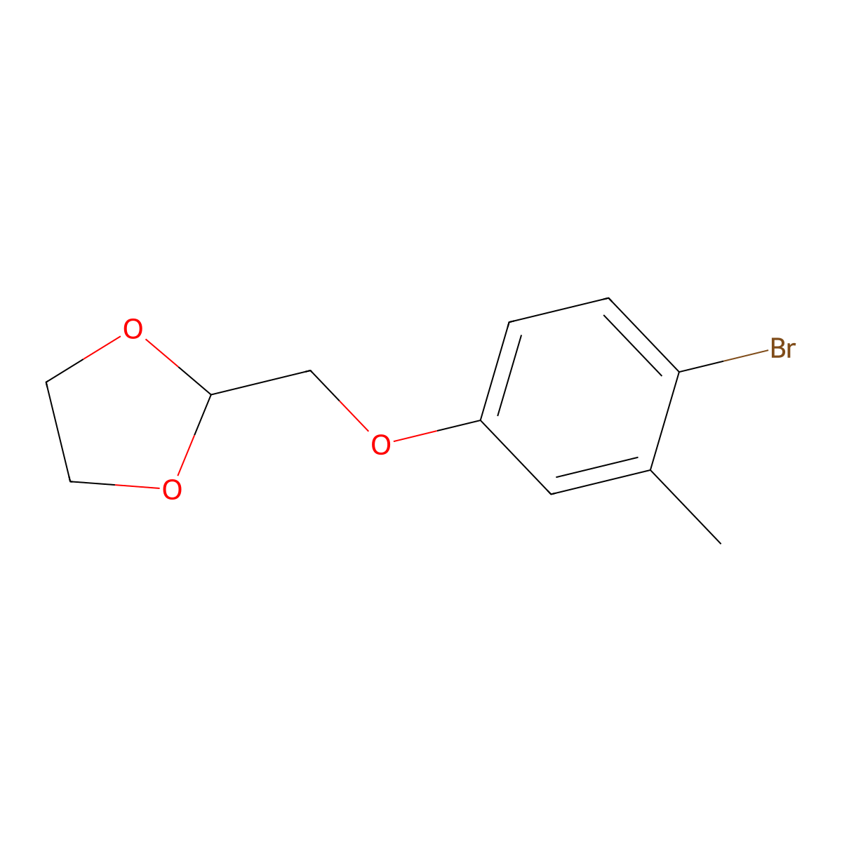 2-((4-Bromo-3-methylphenoxy)methyl)-1,3-dioxolane molecular structure, CAS 1443349-58-3