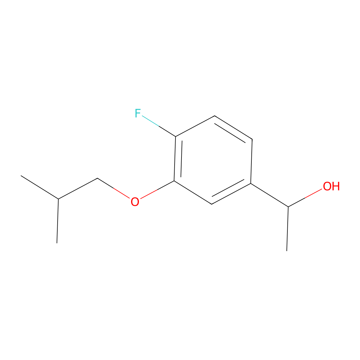 1-(4-Fluoro-3-isobutoxyphenyl)ethanol molecular structure, CAS 1443349-61-8